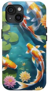 Lily Pads and Koi Harmony iPhone Tough Phone Case.