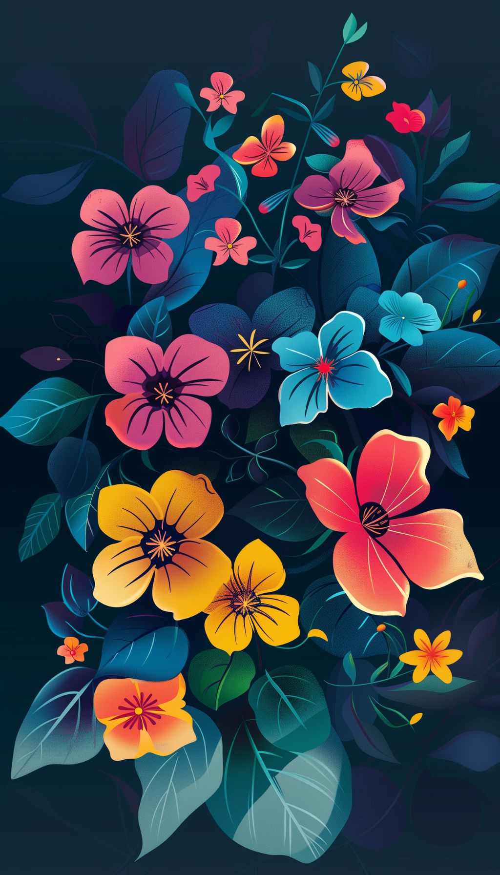 Midnight Floral Melody iPhone Wallpaper