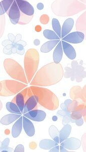 Pastel-colored floral and dot pattern on a white background for phone wallpaper.