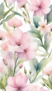 An iPhone wallpaper featuring soft pink flowers with subtle green leaves, ideal for a phone background or lock screen.