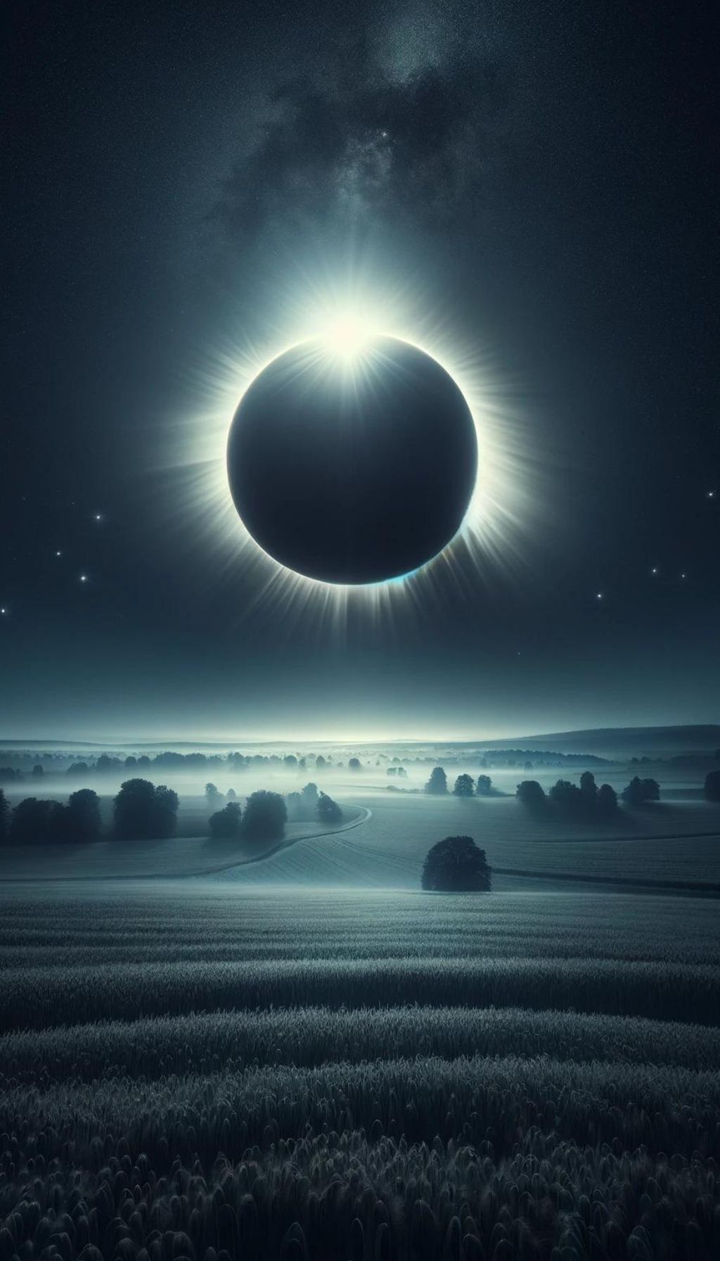 Solar Eclipse Over Fields iPhone Wallpaper