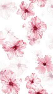 A series of pink hibiscus flowers with varying shades and detailing, designed for an iPhone wallpaper or phone background.