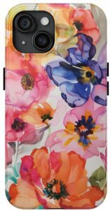 Vibrant Watercolor Florals iPhone Tough Phone Case