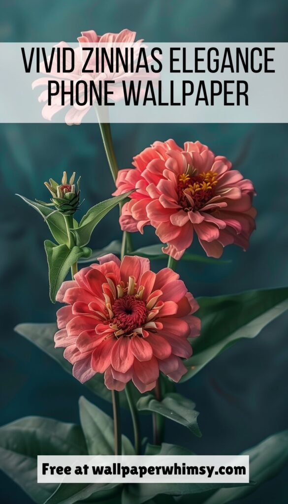 Vivid Zinnias Elegance iPhone Wallpaper Graphic.