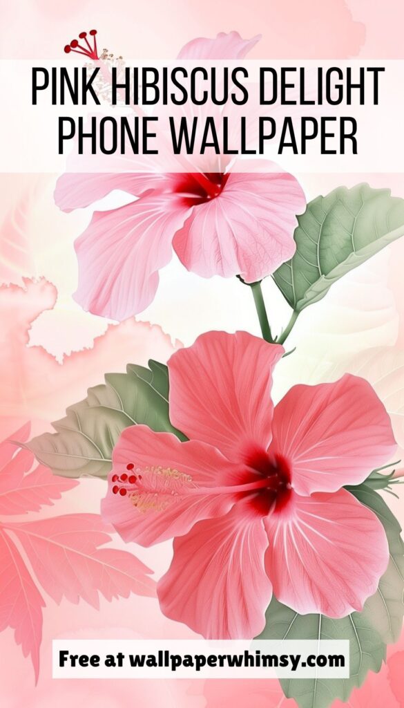 Pink Hibiscus Delight iPhone Wallpaper Graphic.