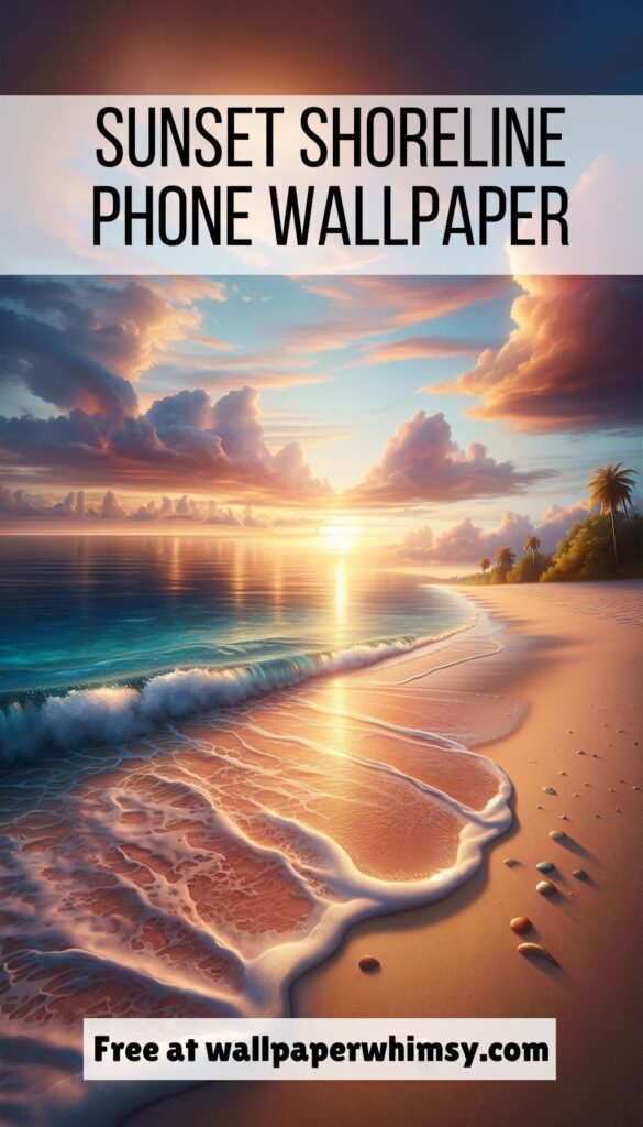 Sunset Shoreline iPhone Wallpaper Graphic.