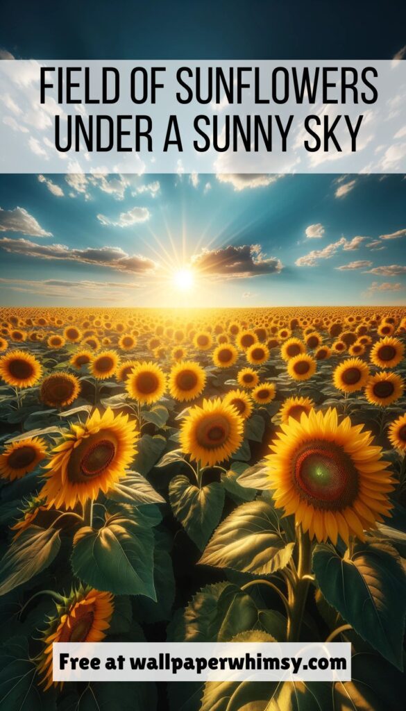 Field of Sunflowers Under a Sunny Sky Graphic.