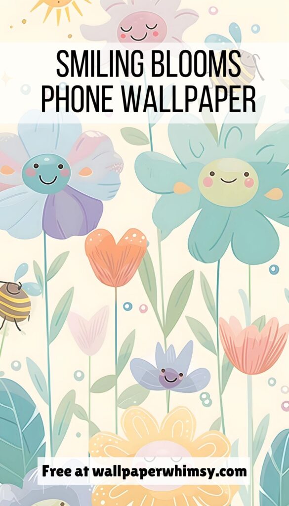 Smiling Blooms iPhone Wallpaper Graphic.