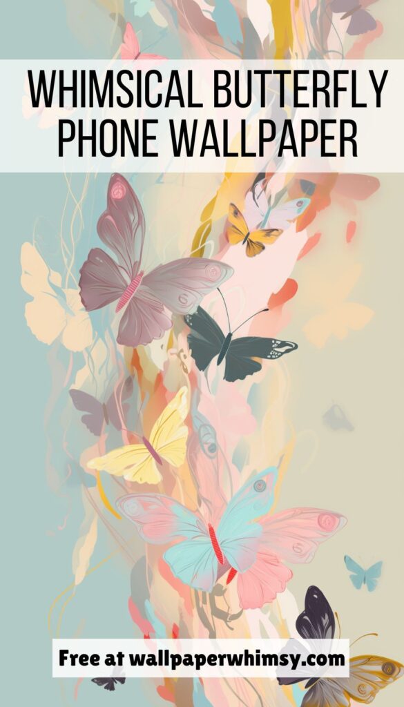 Whimsical Butterfly Melody iPhone Wallpaper graphic.