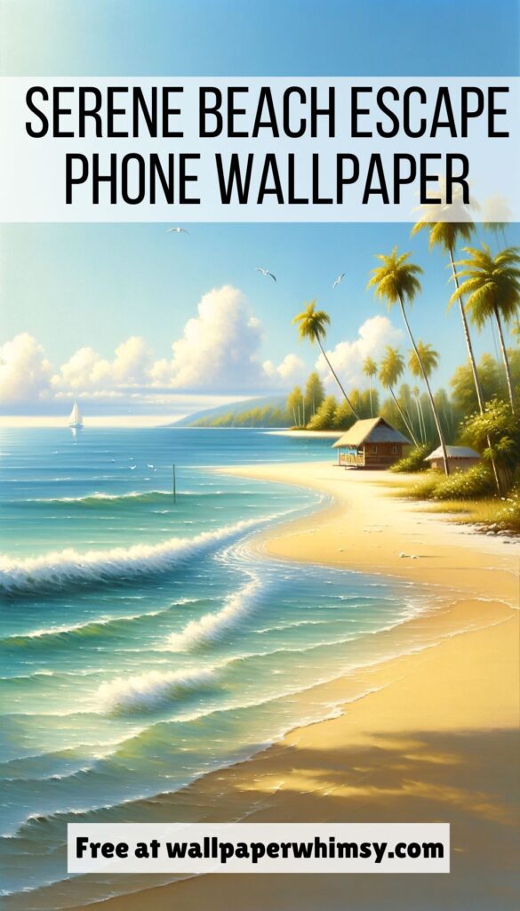 Serene Beach Escape iPhone Wallpaper graphic.