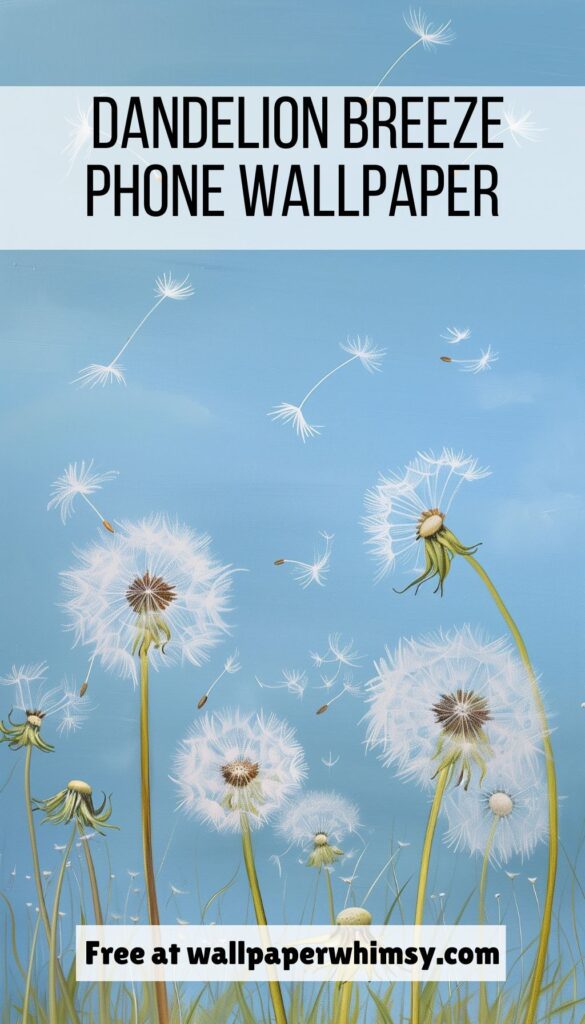 Dandelion Breeze iPhone Wallpaper Graphic.