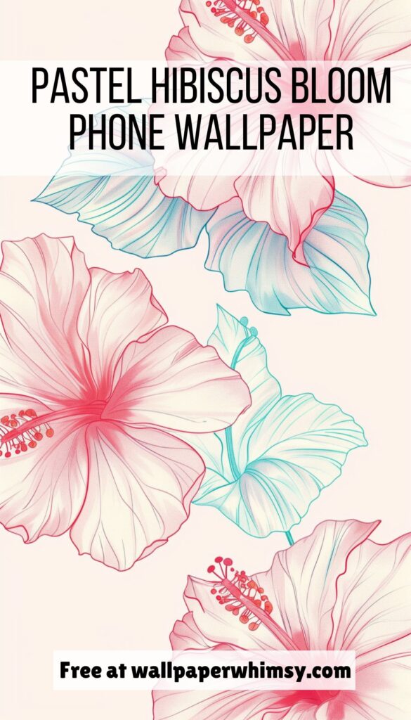 Pastel Hibiscus Bloom iPhone Wallpaper Graphic.