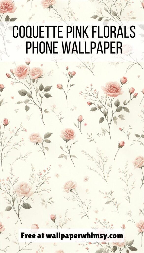 Coquette Pink Florals iPhone Wallpaper Graphic.