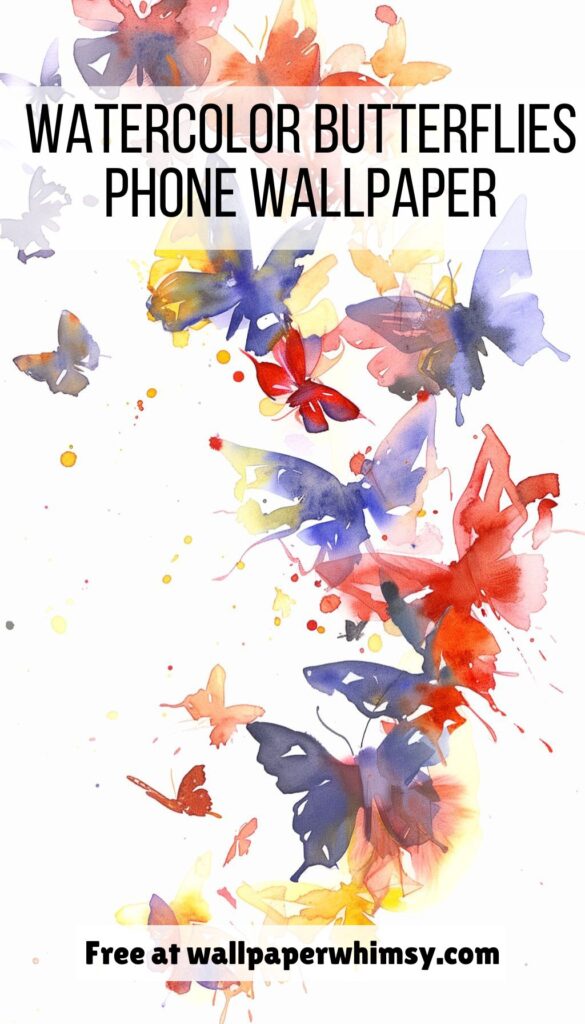 Watercolor Butterflies iPhone Wallpaper graphic