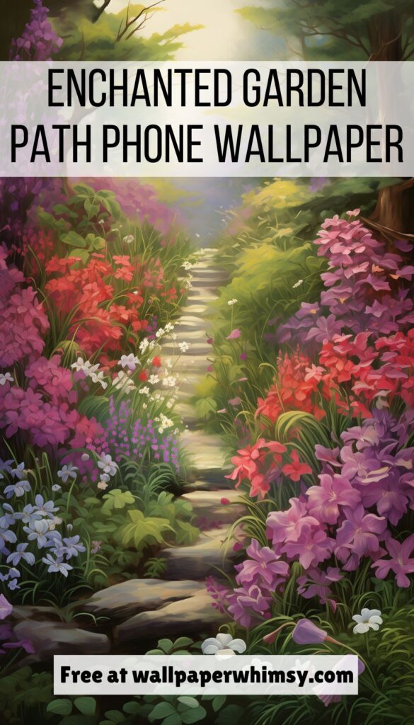 Enchanted Garden Path iPhone Wallpaper Graphic.