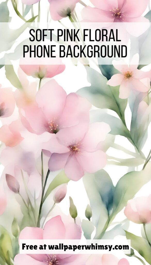 Soft Pink Floral Phone Background Graphic.