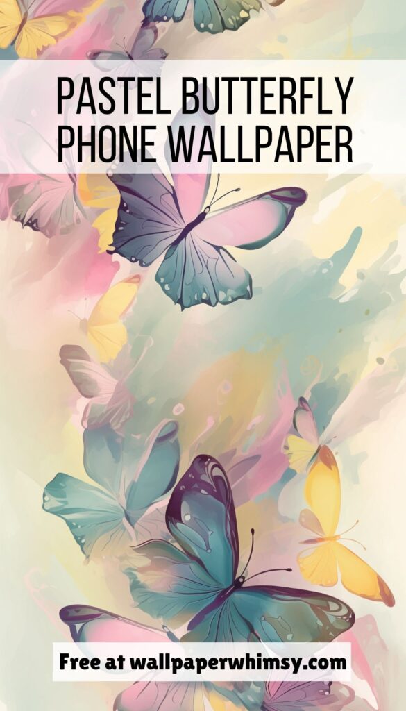 Pastel Butterfly Dance iPhone Wallpaper Graphic.