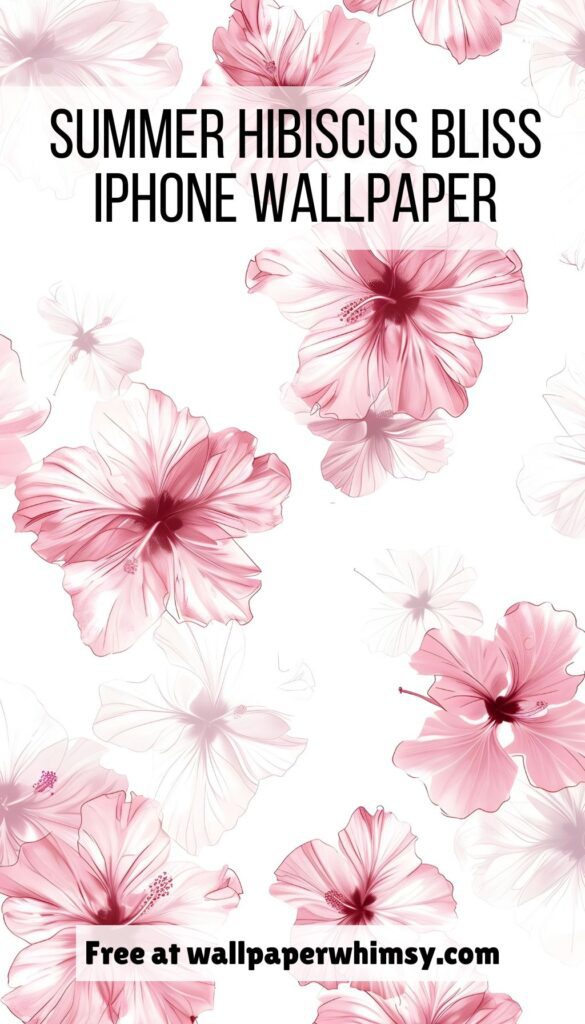 Summer Hibiscus Bliss iPhone Wallpaper Graphic.