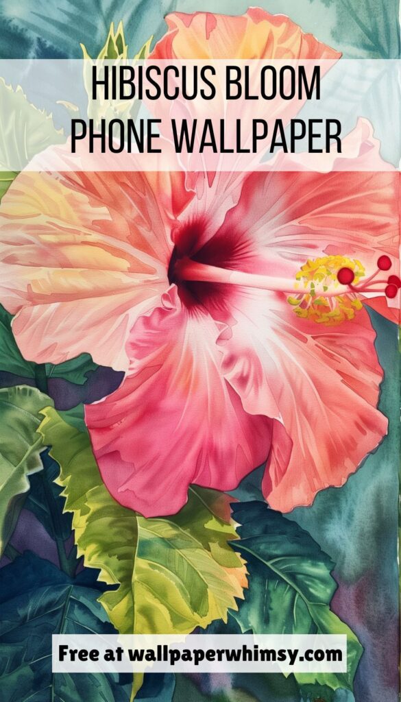 Hibiscus Bloom iPhone Wallpaper Graphic.