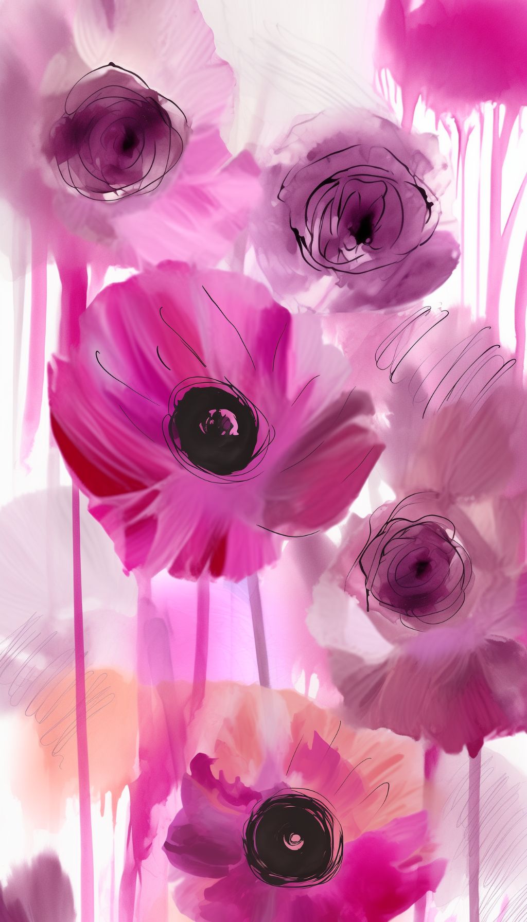 Abstract Pink Anemones iPhone Wallpaper