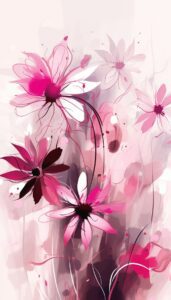 Abstract Pink Flowers iPhone Wallpaper featuring bright and artistic pink flowers.