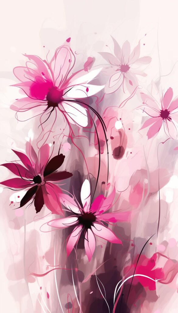 Abstract Pink Flowers iPhone Wallpaper featuring bright and artistic pink flowers.