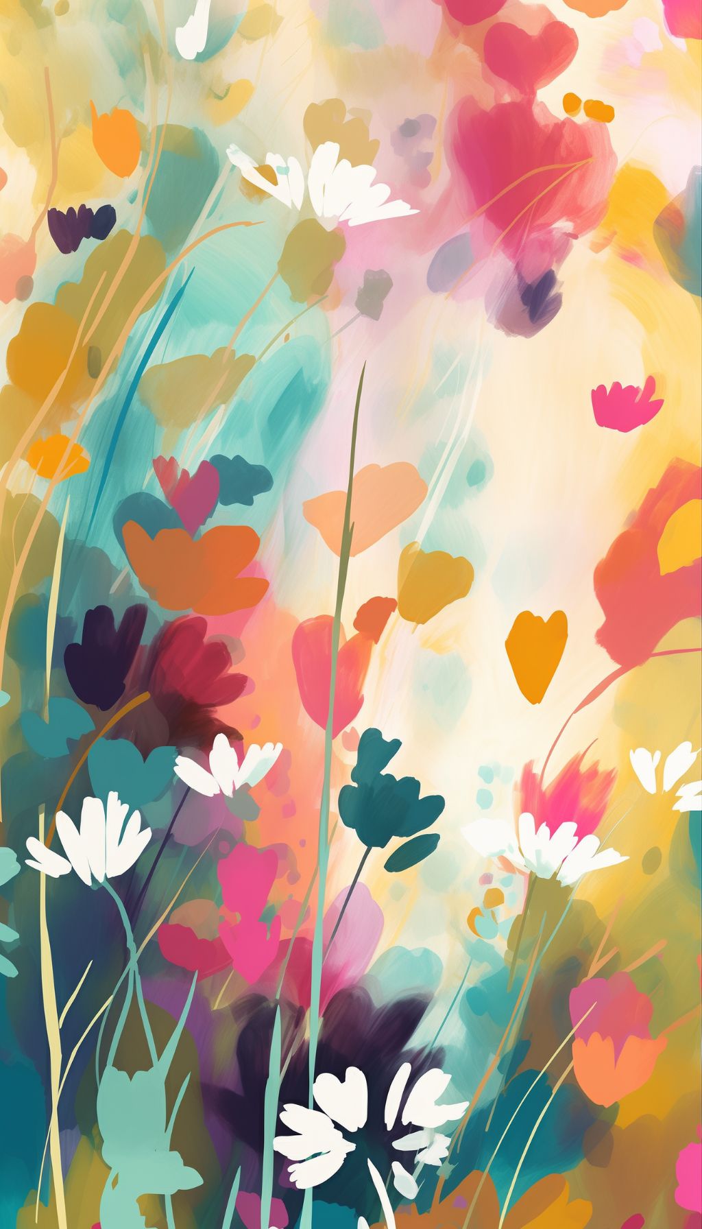 Bright Abstract Wildflowers iPhone Wallpaper