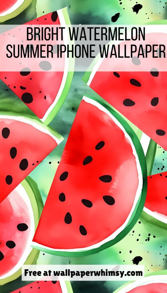 Bright Watermelon Summer IPhone Wallpaper graphic.