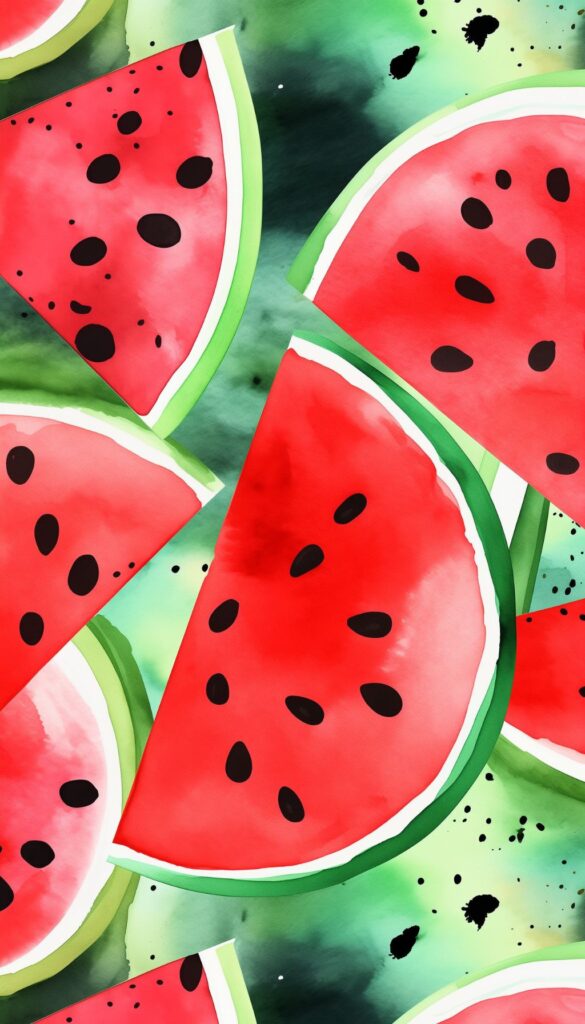 Bright Watermelon Summer iPhone Wallpaper featuring vibrant watermelon slices.