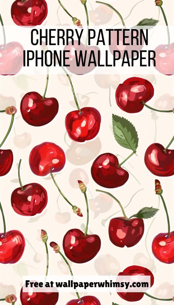 Cherry Pattern IPhone Wallpaper graphic.