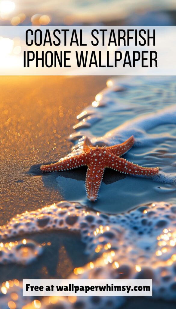 Coastal Starfish iPhone Wallpaper graphic.