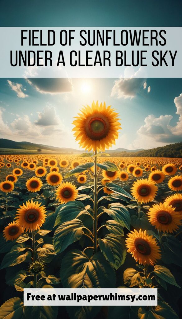 Field of Sunflowers Under a Clear Blue Sky graphic.