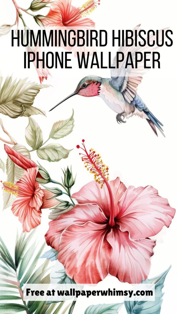 Hummingbird Hibiscus iPhone Wallpaper graphic.