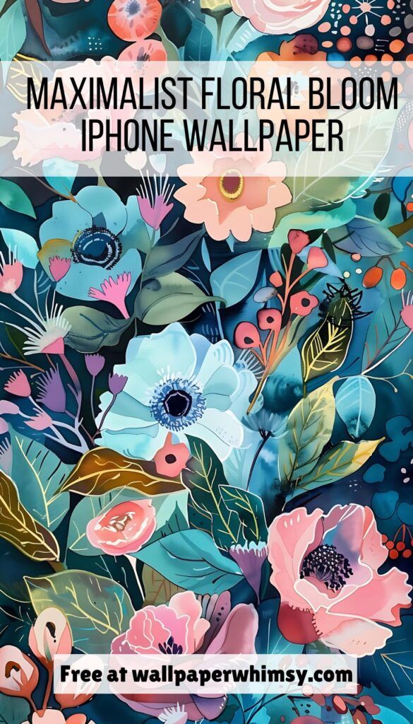 Maximalist Floral Bloom IPhone Wallpaper Graphic.