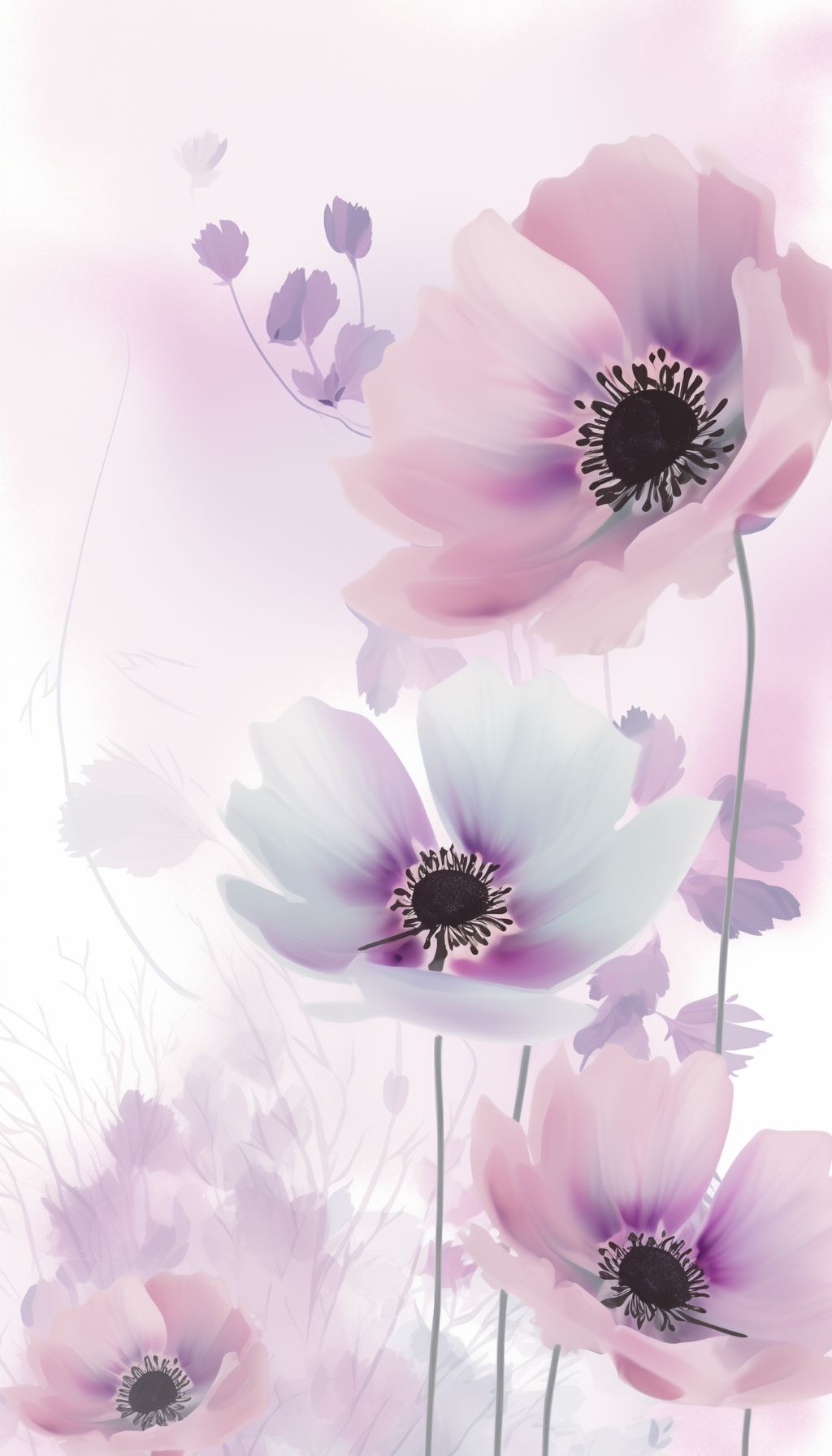 Pastel Pink Anemones IPhone Wallpaper