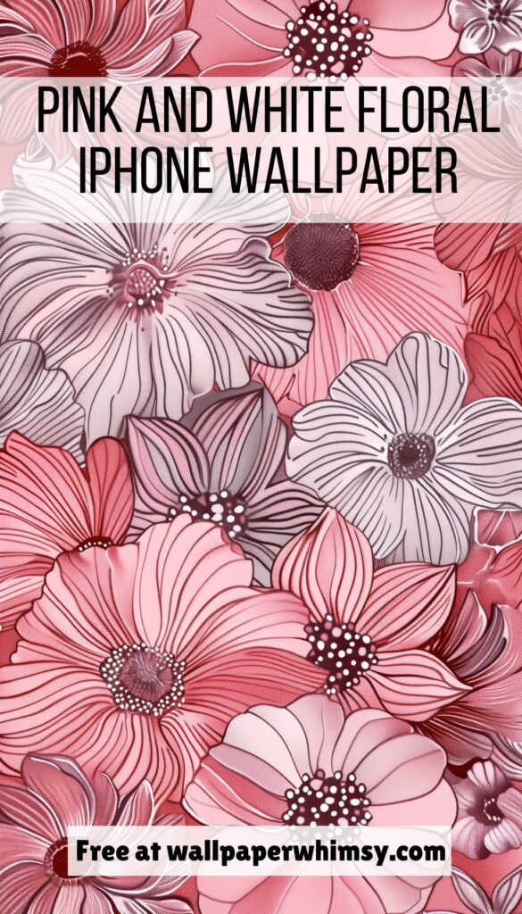 Pink And White Floral IPhone Wallpaper graphic.