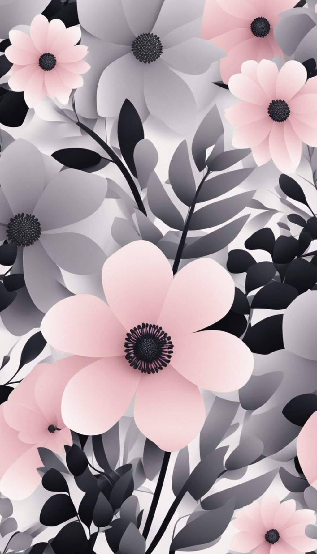 Pink and Gray Floral iPhone Wallpaper