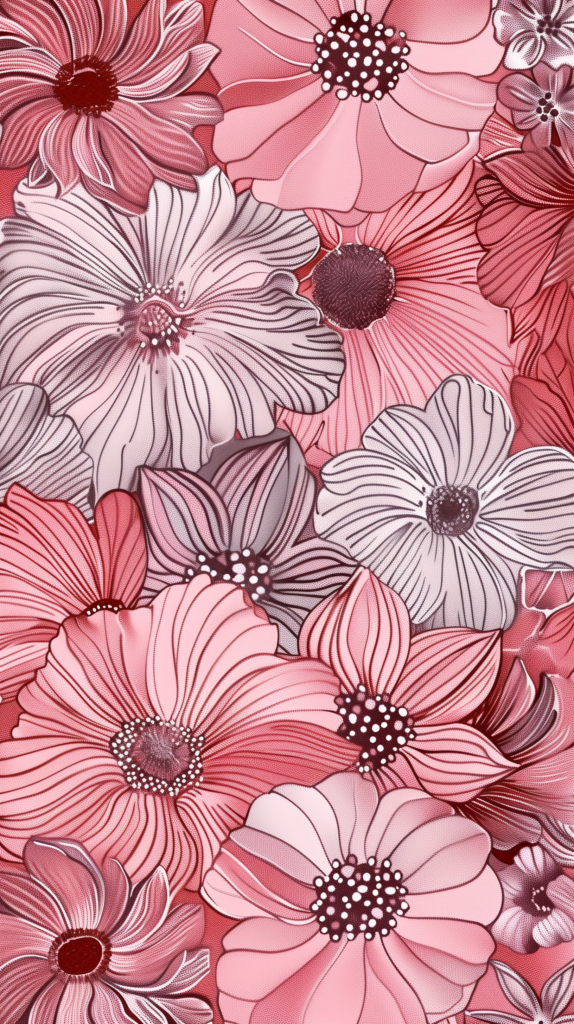 Maximalist Floral Bloom iPhone Wallpaper featuring an explosion of colorful flowers.