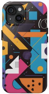 Retro 90s Geometric Shapes iPhone Tough Phone Case.