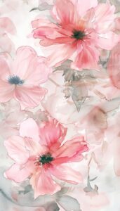 Soft Pink Watercolor Flowers iPhone Wallpaper featuring soft pink watercolor flowers.