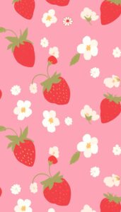 Strawberry Blossom iPhone Wallpaper featuring strawberries and blossoms.