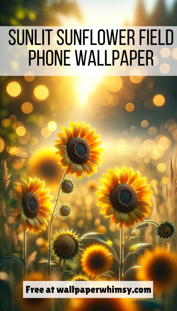 Sunlit Sunflower Field iPhone Wallpaper Graphic.