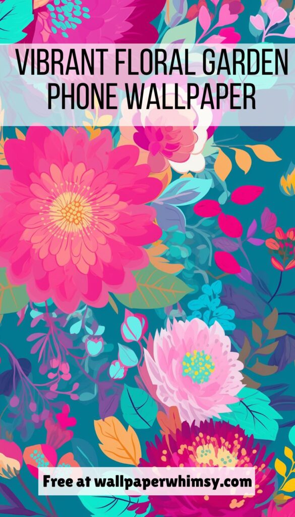 Vibrant Floral Garden IPhone Wallpaper graphic.