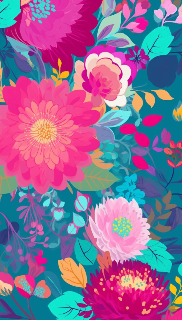 Vibrant Floral Garden iPhone Wallpaper featuring bright and colorful flowers.