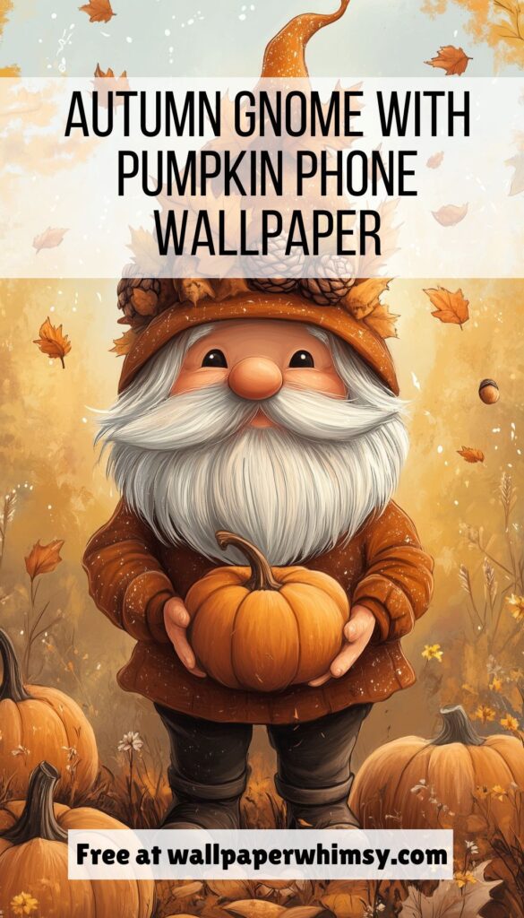 Autumn Gnome with Pumpkin graphic.