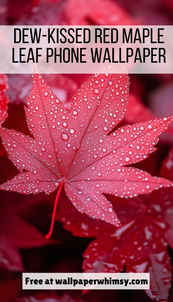 Dew-Kissed Red Maple Leaf graphic.