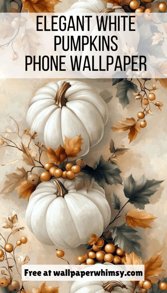 Elegant White Pumpkins and Autumn Berries graphic.