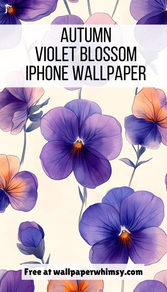 Autumn Violet Blossom iPhone Wallpaper graphic.