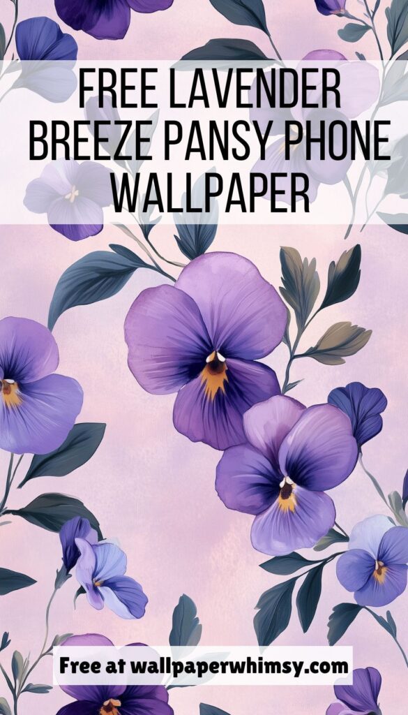 Lavender Breeze Pansy Phone Wallpaper graphic.