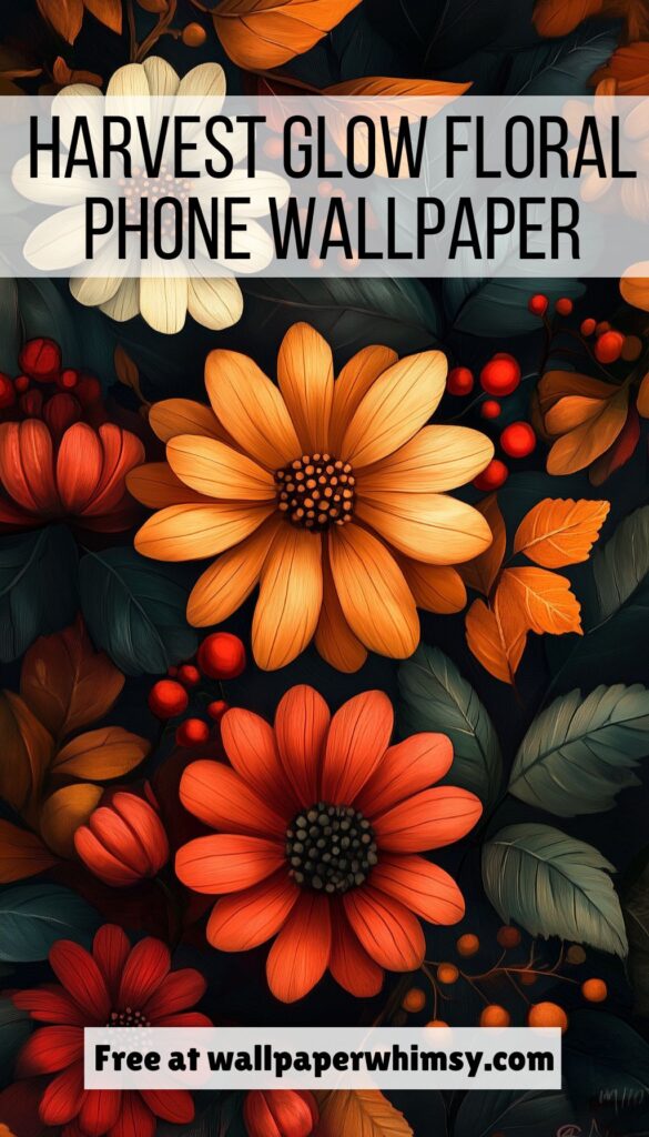 Harvest Glow Floral Phone Wallpaper graphic.